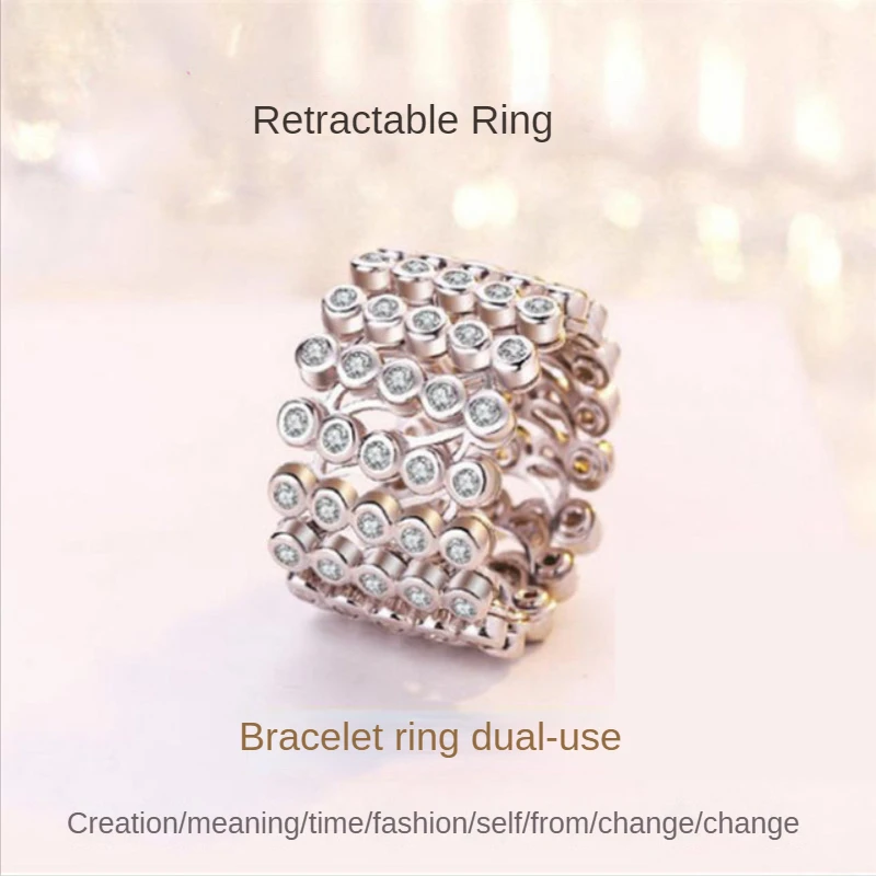 2 In 1 Magic Retractable Ring Bracelet Creative Stretchable Twist Folding  Ring Crystal Rhinestone Bracelets Women Jewelry Gift(gold) | Fruugo NO