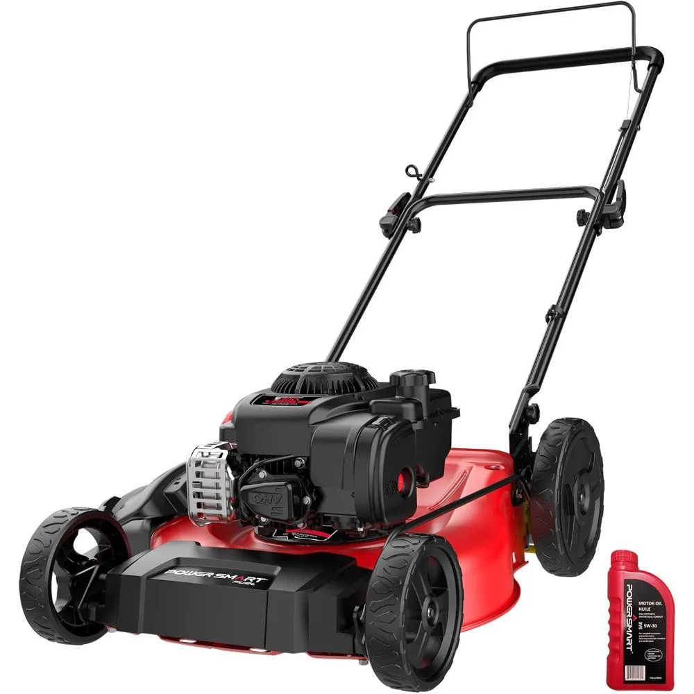 

PowerSmart Gas Lawn Mower, 21-Inch with Briggs and Stratton 125cc E300 Gas Engine, 2-in-1 Mulch, Side Discharge Push Lawn