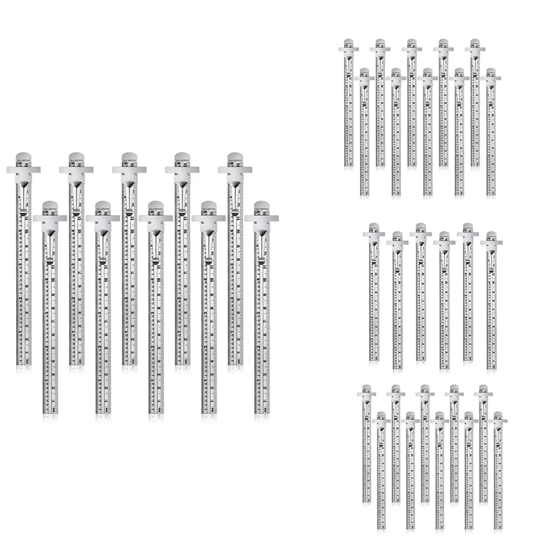 6Inch 15Cm Pocket Ruler Stainless Steel Ruler Detachable Clip Steel Pocket Clip Scale Gauge Metric British System