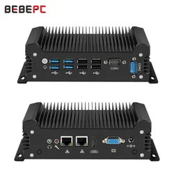 BEBEPC Industrial Mini PC Fanless Intel Core i5-4278U 8260U 2 LAN 2 COM RS32 Desktop Comput Windows 10 Pro Linux WIFI minipc