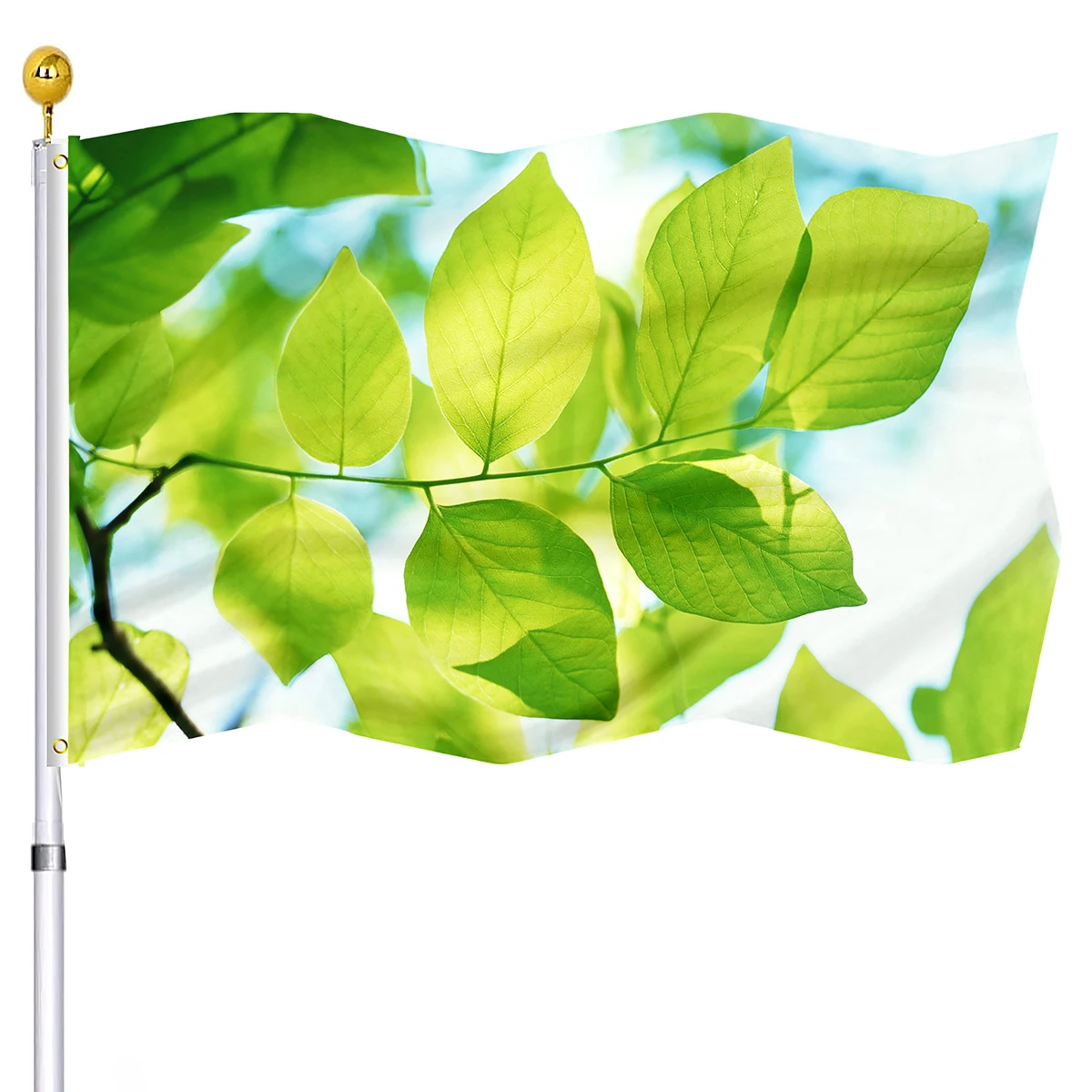 

Флаг с зелеными листьями, двойная прошивка, флаги с латунными люверсами, комнатное и уличное украшение для двора, яркая фотография для дома, для мужчин и женщин