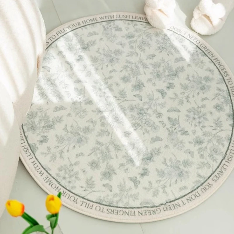 Green Round Living Room Carpet Modern Minimalist Small Floral Bedroom Bedside Rug Fresh Fashion Creative Soft Sofa Floor Mats 러그
