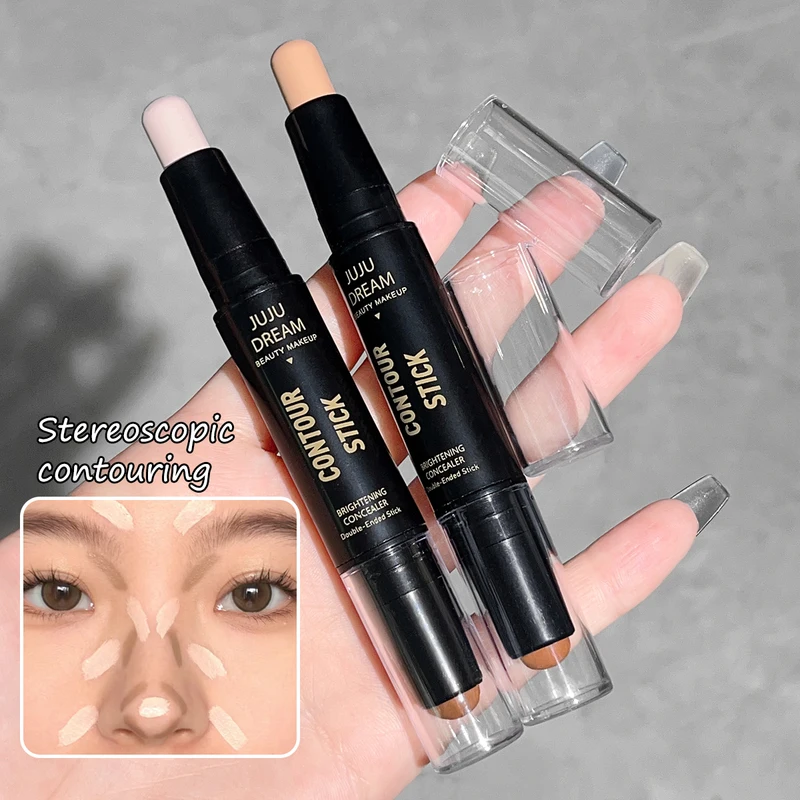 Dual-ended contour stick, facial foundation, concealer,