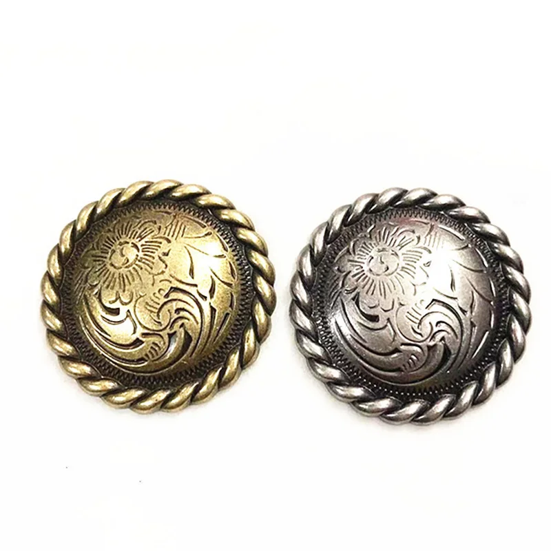 32mm Round Rope Edge Concho Purses Leather Decoration Buckle Conchos Metal Screw Back Buttons Handmade Clothes Accessories