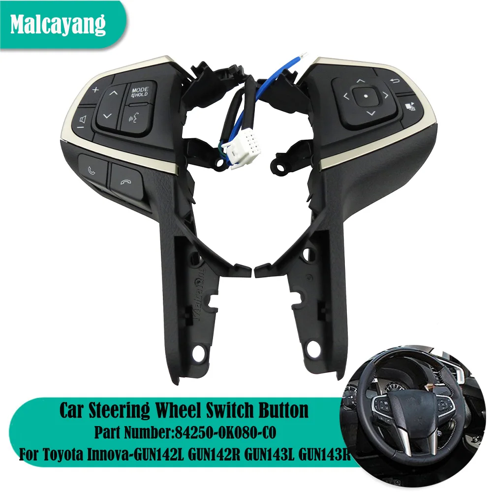 

Автомобильный переключатель круиз-контроля, аудио, Bluetooth, кнопка рулевого колеса для Toyota Innova GUN14 #,TGN14 #2015-2021, автомобильные аксессуары