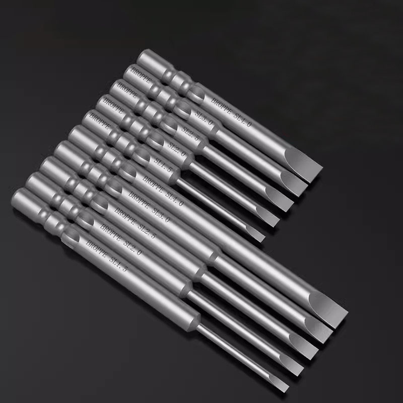 800 Slotted Electric Screwdriver Bit S2 Alloy Steel 4mm Round Shank Magnetic Flat Head Drill Bit Screw Driver Bit