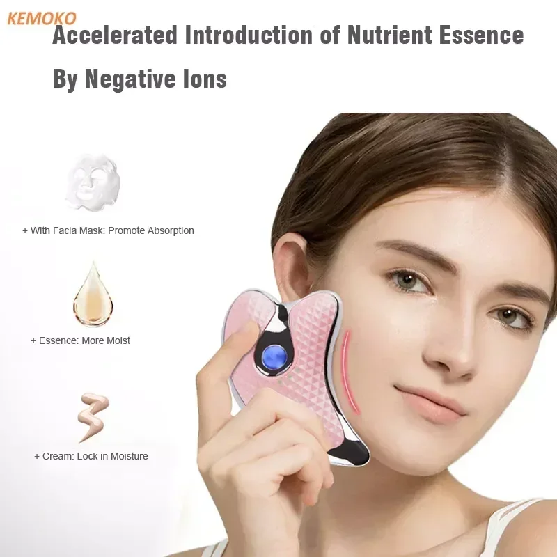 Microcurrent Electric Facial Gua Sha Massager Heated Vibration Face Scraping Tightening Wrinkles Double Chin Skin Face Lifting