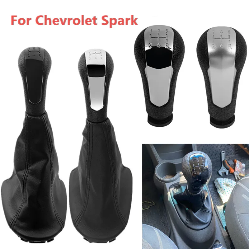 Car Gear Shift Knob Gear Shift Knob for Chevrolet Chevy Spark 2011 2012 2013 2014 2015 Lever Stick Gaiter Boot Cover Collar 5 Speed Accessory car gear shift knob