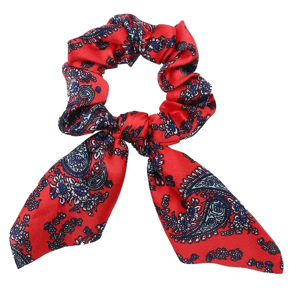 Floral Bow Scrunchies - Stylish Elastic Hair Ties