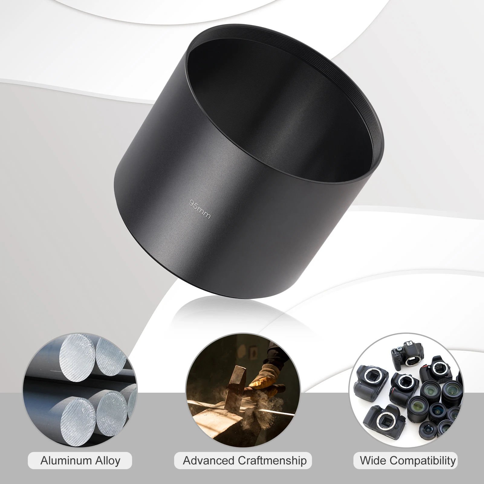 95mm lens hood 78mm x 95mm screw aluminum alloy for camera lens with filter thread for Canon Sony Nikon