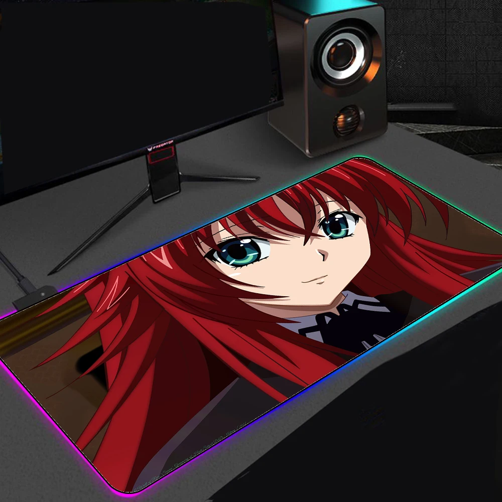 

Highschool Dxd Rias RGB Rug Non-Slip Desk Pad Led Mouse Pad Gloway Mousepad Desk Table Protector Desk Mat for Office Mouse Mat