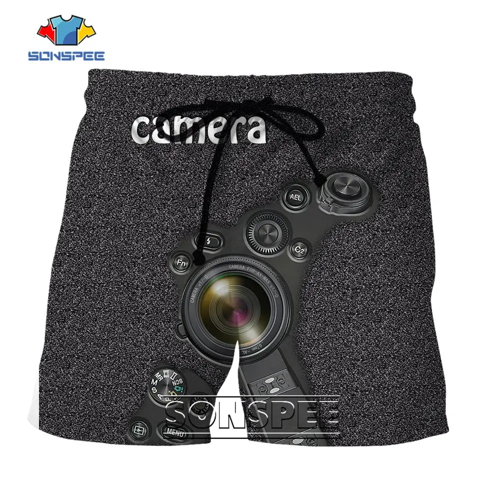 SONSPEE Casual Camera Punk Funny Shorts Men Women's Harajuku Machine Parts Graphic Sportwear Oversized 3D Print Short Pants