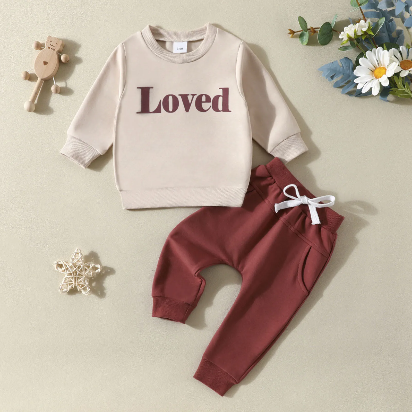 

0-24M Newborn Baby Boys Girls Clothes Sets Long Sleeve Letter Prints Pullover Tops Pants Outfits New Born Baby Girls Tracksuits