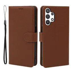 Leather Flip Wallet Phone Case - Stylish Protection - Galaxy M32 5G (Brown)