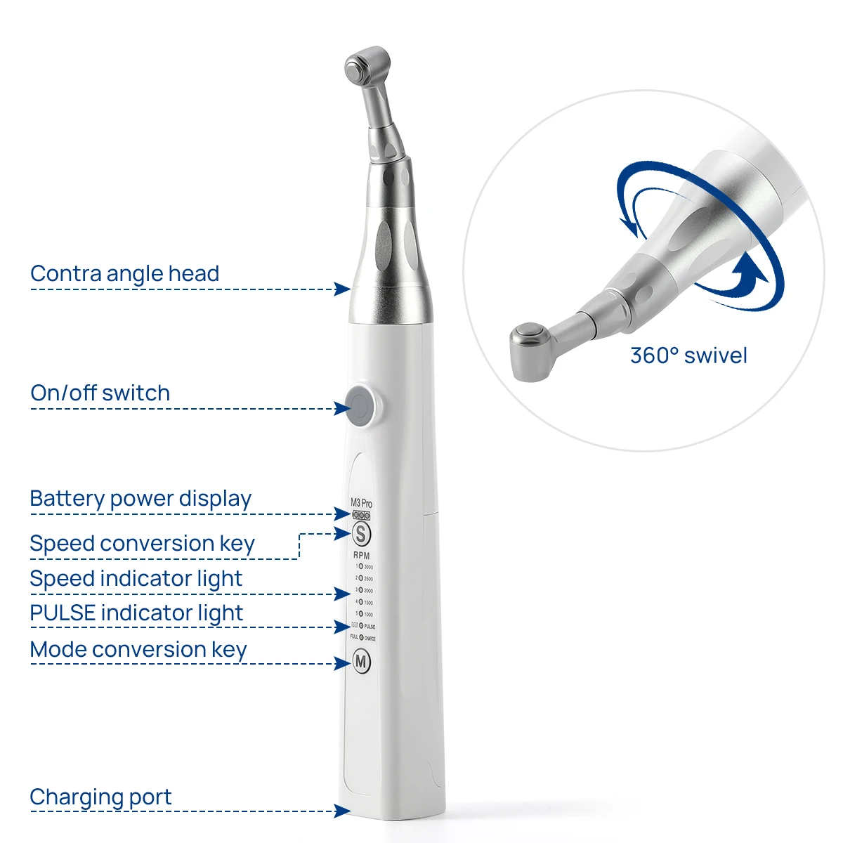 Dental Wireless Electric Orthodontic Handpiece Interproximal System Pr Motor 5pcs Strips