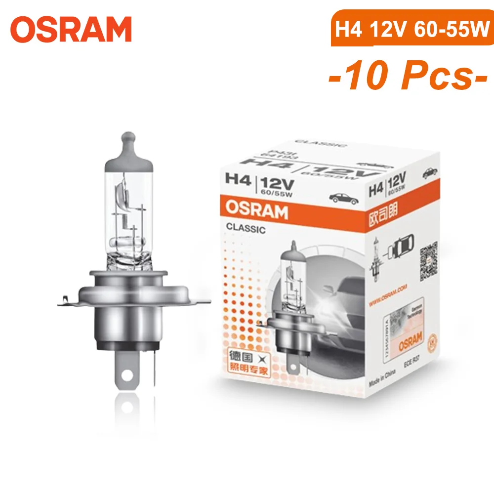 OSRAM Original Headlight CLASSIC H1 H4 H3 H7 12V 55W 60W 100W Auto White Light Fog Lamp Car Halogen Bulb OEM Quality (10 PCS)