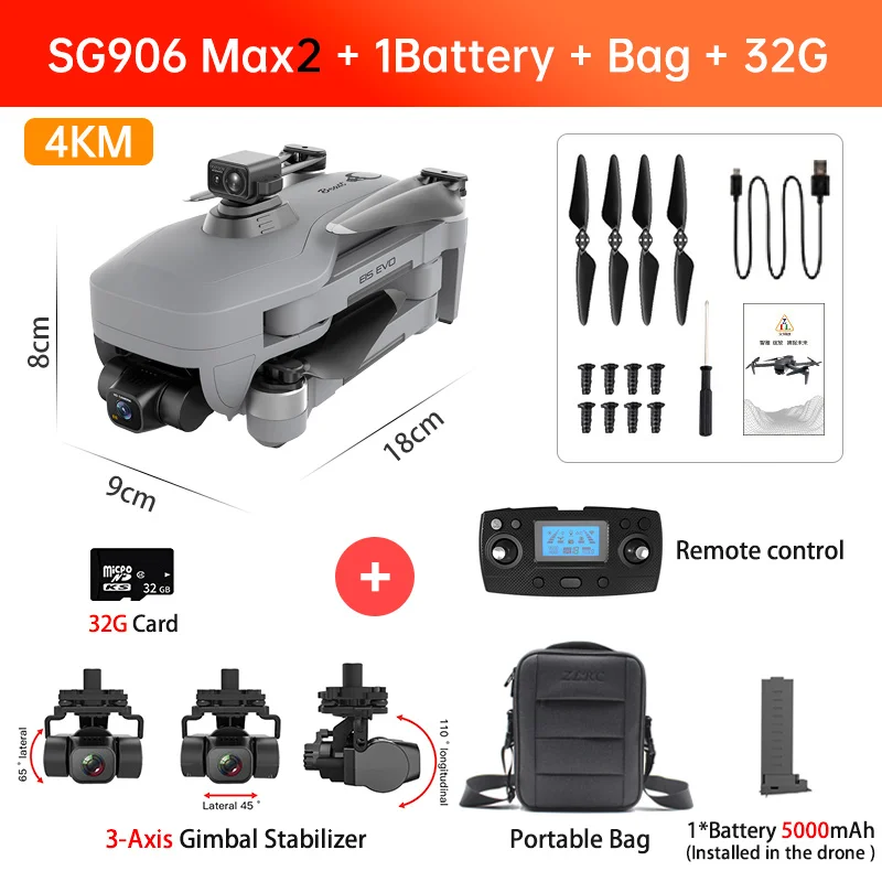 SG906 MAX2 Beast 3E RC Drone With 3-Axis Gimbal Professional 4K HD