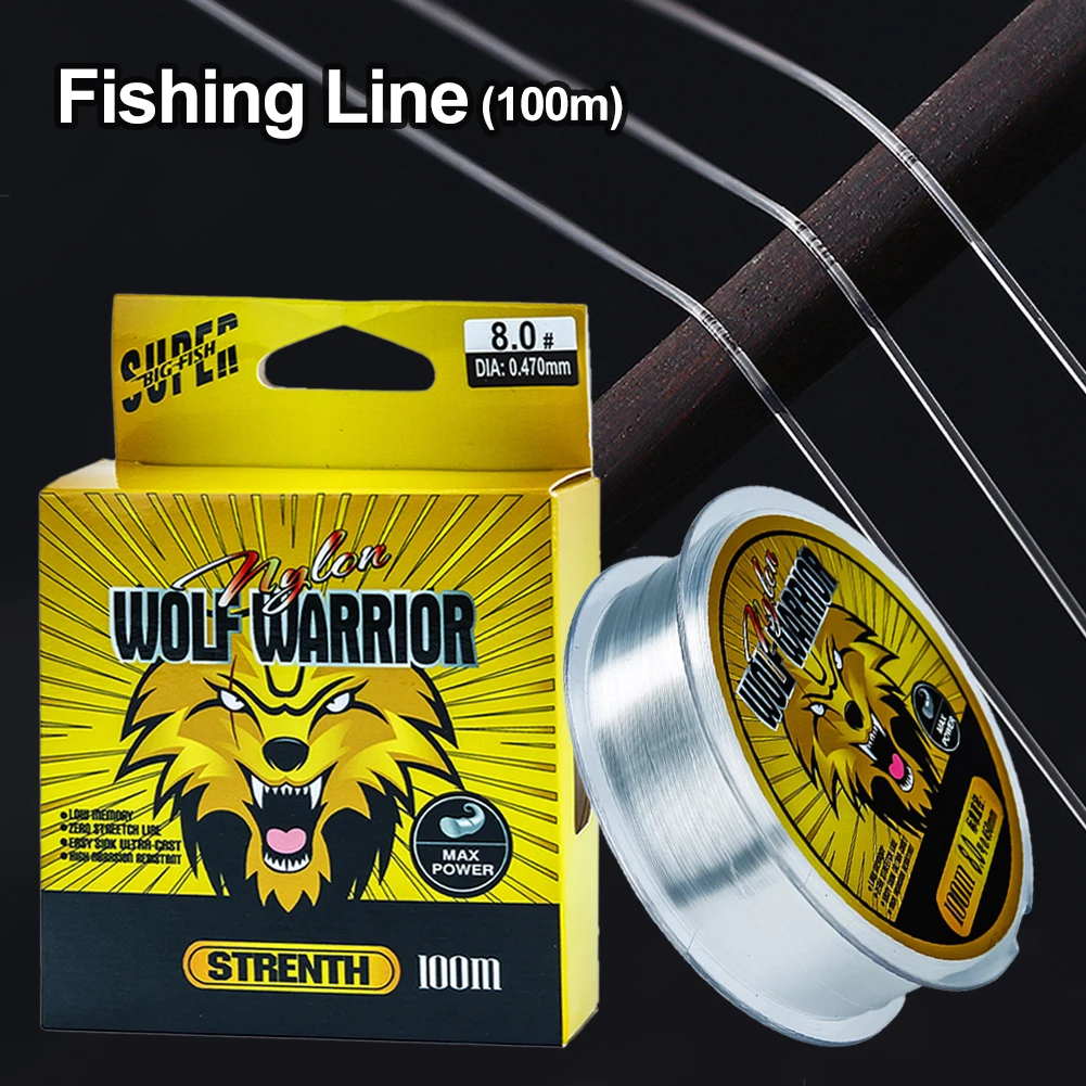 

100m Nylon Fishing Line Fluorocarbon Coated Super Strong Abrasion Resistant Fishing Wire Carp Bass Sea Fishing Accessories