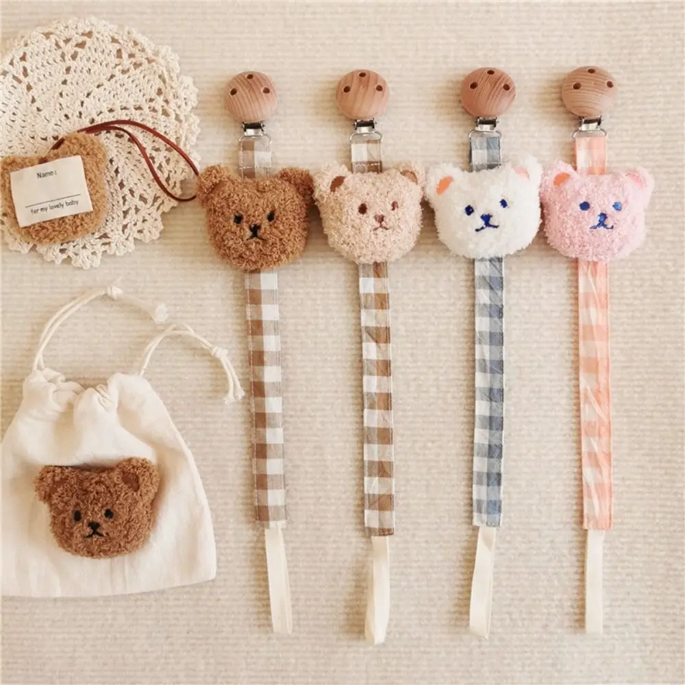 

Plush Bear Wood Toddler Children Baby Teether Toys Straps Dummy Clips Pacifier Holder Clips Baby Pacifier Chain