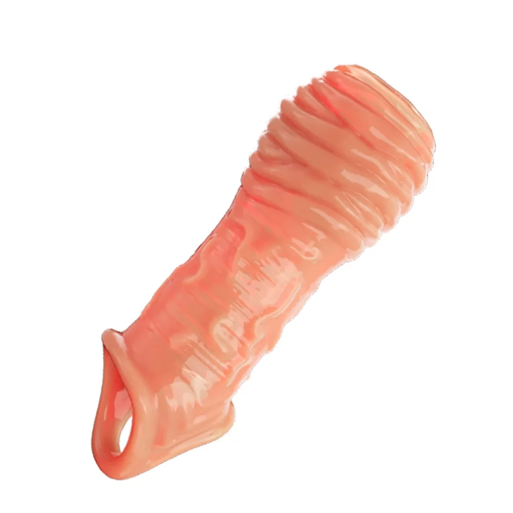 Sf95d9965eab949c6b5a1a8b8193fb7bdb Penis Extender Sleeve Reusable Condoms Elastic Cock Ring Delay Ejaculation Penis Enlargement Adult Sex Toys for Men Sex Products