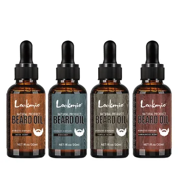 30ml 4pcs Scented Beard Oil Set (Whiskers Moisturizing Growth Shine Smooth Moustache Soften Strengthen Beard Oil)