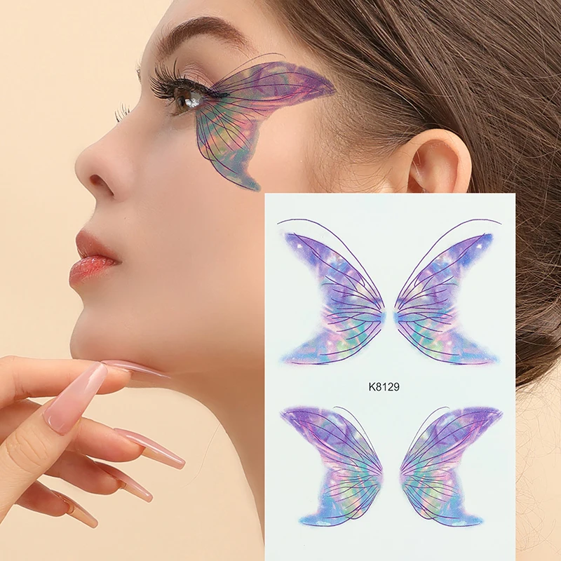 

Butterfly Tattoo Sticker Waterproof Eyes Face Hand Body Art Fake Tattoos Women Music Festival Stage Makeup Decorative Sticks