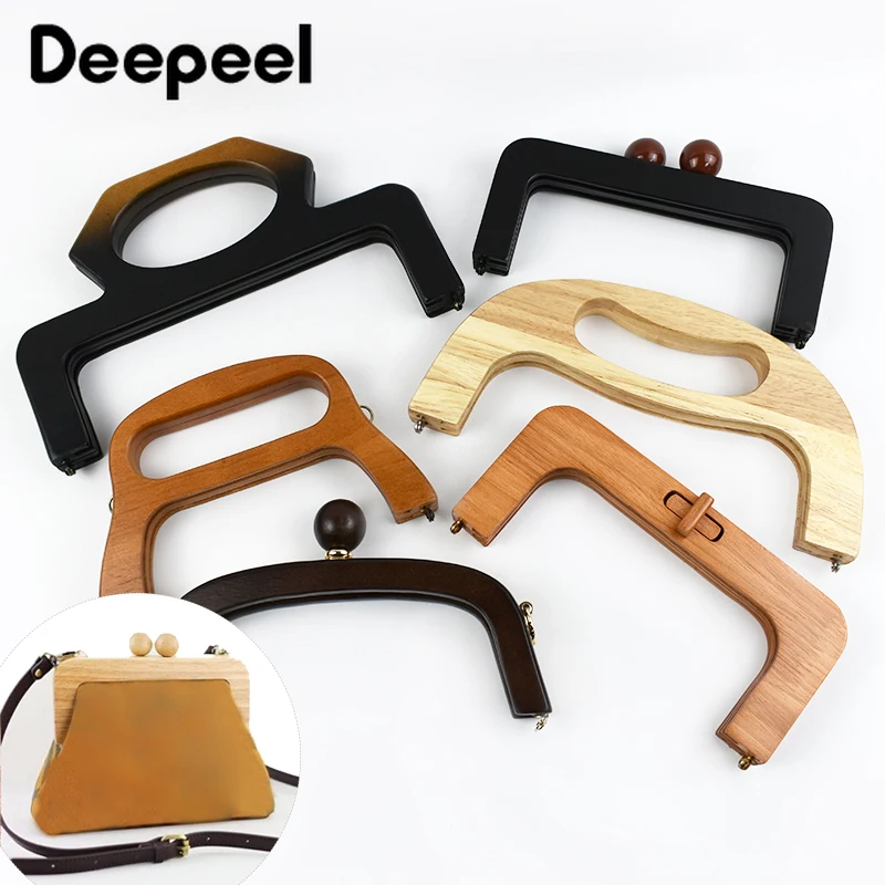 1Pc Holzgriff für Taschen Verschluss Kuss Verschluss Geldbörse Rahmen Frauen Handtaschen Woven-tasche DIY Handgemachte Halterung Zubehör