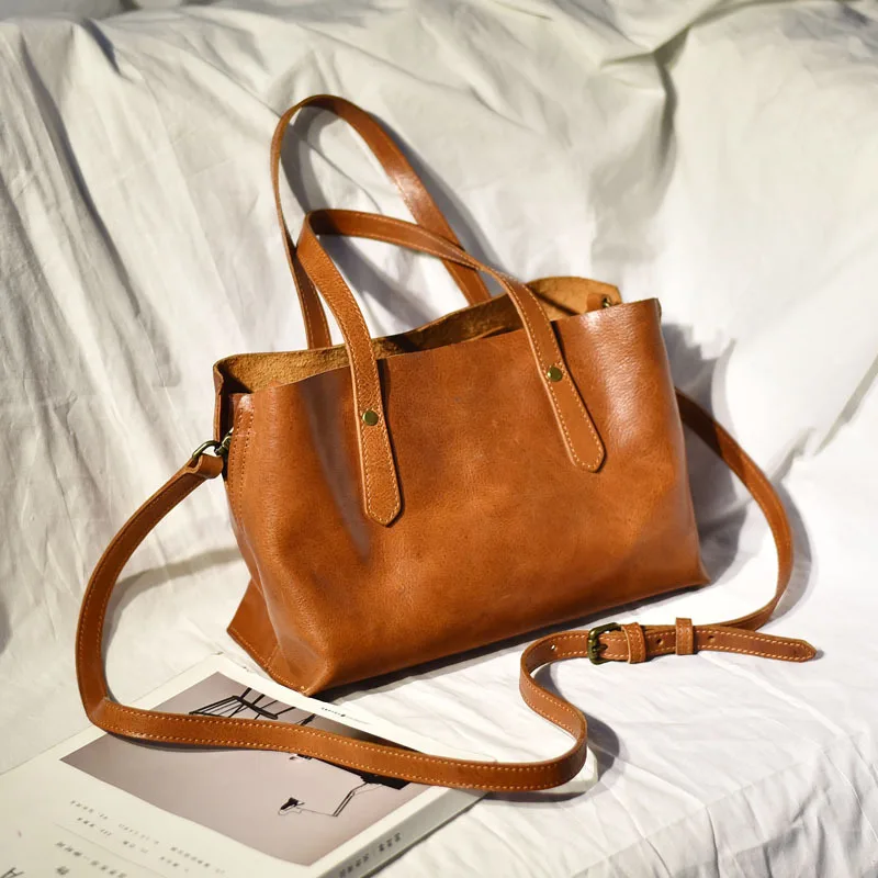 

2023 Vegetable Tanned Cowhide Handmade Bag Multi Compartment Handbag Multi Compartment Commuter Women's Bag One Shoulder Satchel