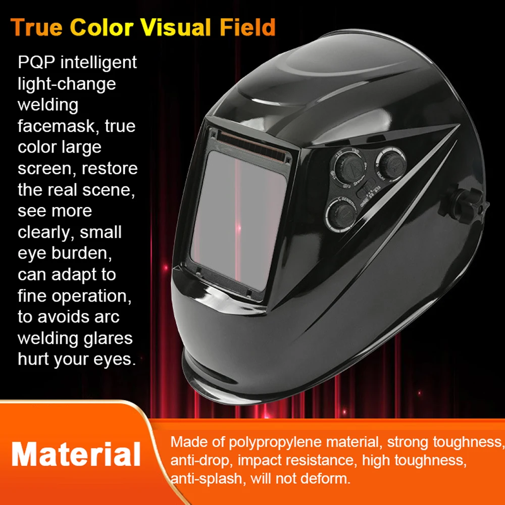 

Welding Helmet Solar Charging Auto Dimming Welding Mask Large View True Color Welding Facemask Automatic Darkening For Arc Weld