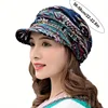 Floral Print Peaked Cap Woman Comfortable and Soft Ear Protection  Winter Hat Warm and Foldable Ethnic Style Short Brimmed Hat 6