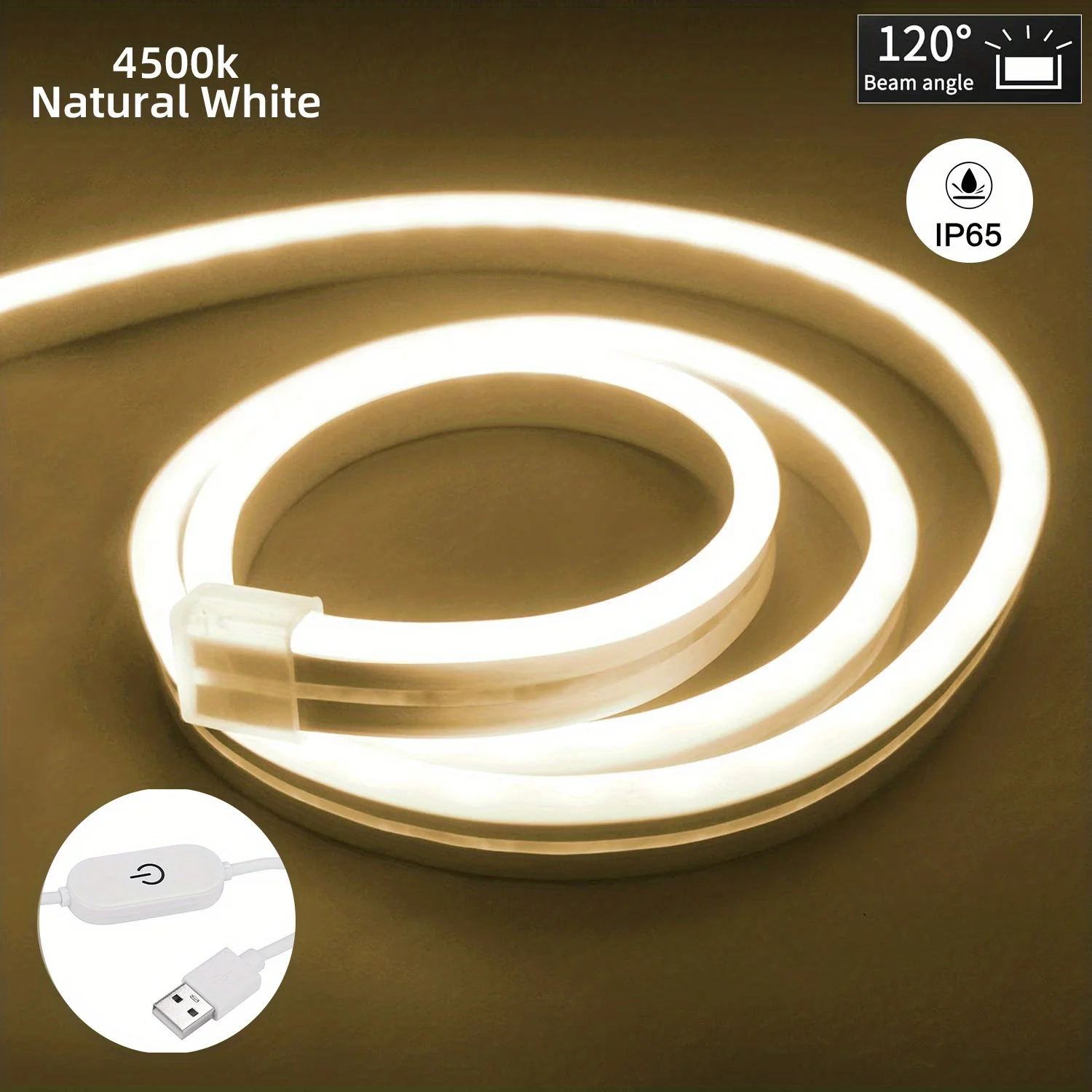 thumbnail image 1 of Tira de luces LED de neón, interruptor con sensor táctil inteligente, señal de neón regulable, cinta LED flexible, tubo de cuerda impermeable, lámpara de luz de fondo decorativa, 1 of 5