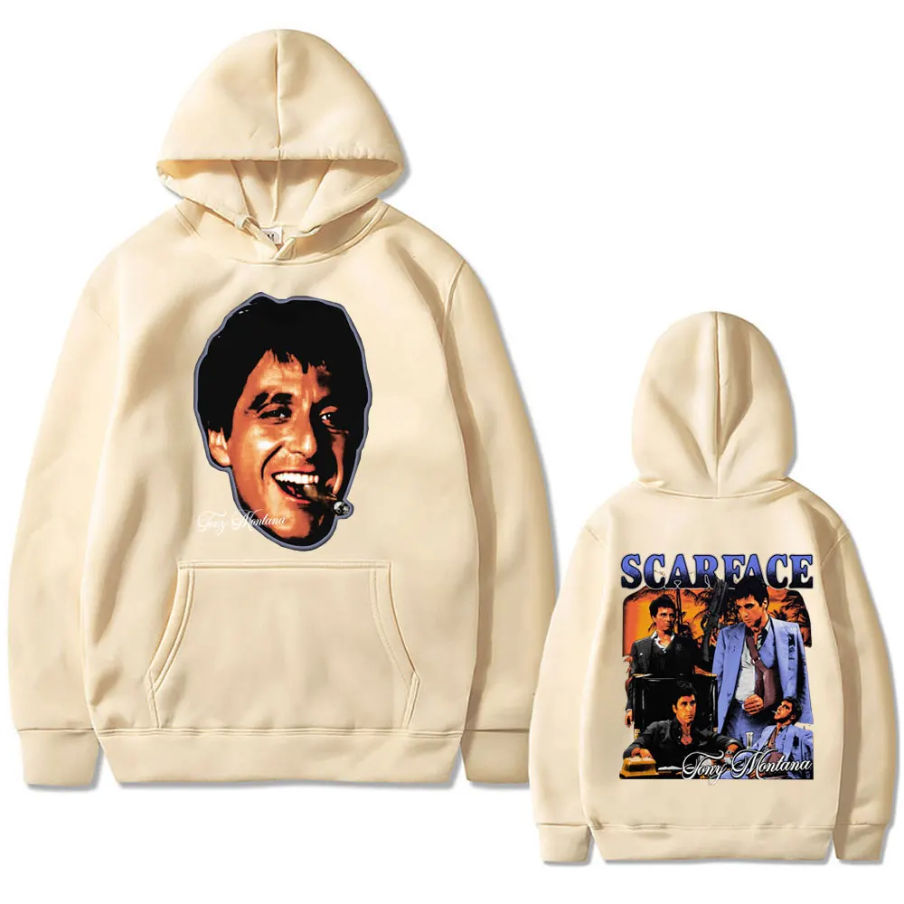 Classic Movie Scarface Al Pacino As Tony Montana Graphic Print Hoodie Male Vintage Oversized Hoodies Men Casual Rock Sweatshirt