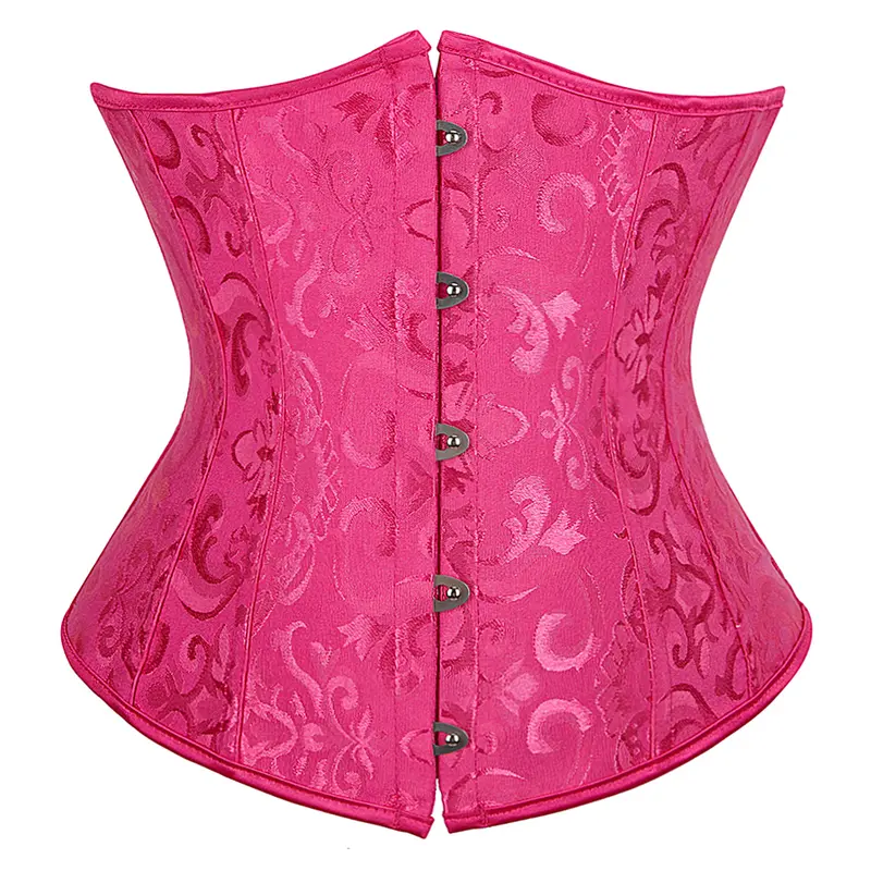 Underbust Corset Plus Size Gothic Corset Cincher Medieval Corsets for Women Jacquard Vintage Waist Corset Top Black White Purple - Image 16