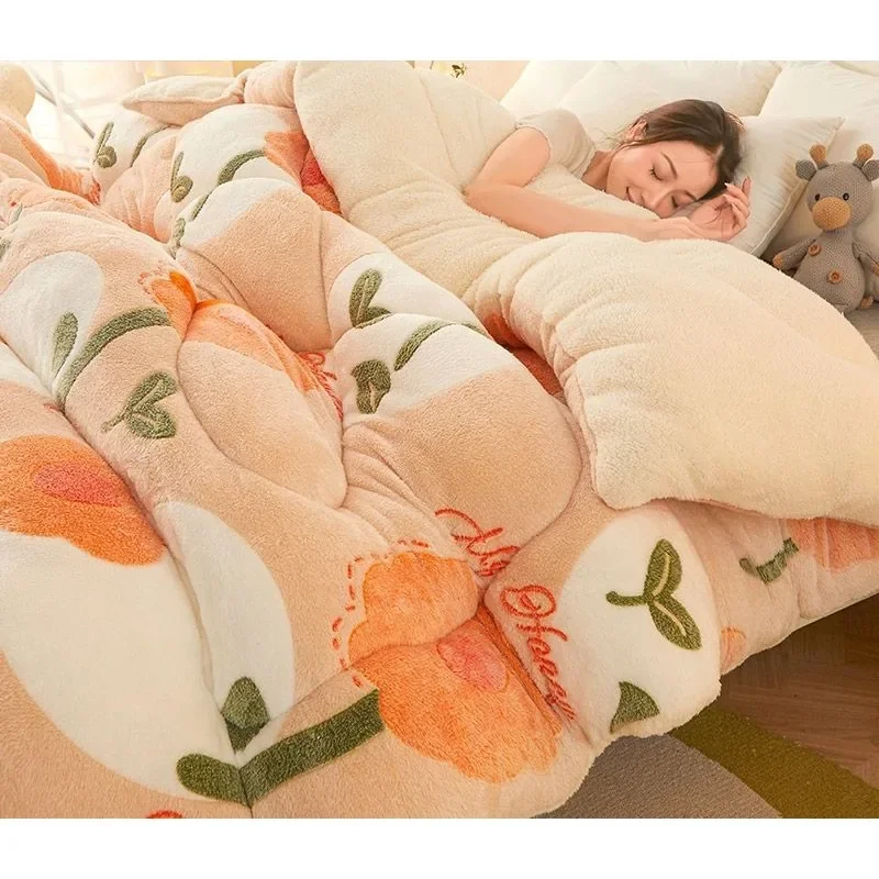 

Super Warm Snow Velvet Quilt Winter Luxury Quilt Double-Sided Fleece Blanket Thickened Autumn And Winter Plush Quilt Core