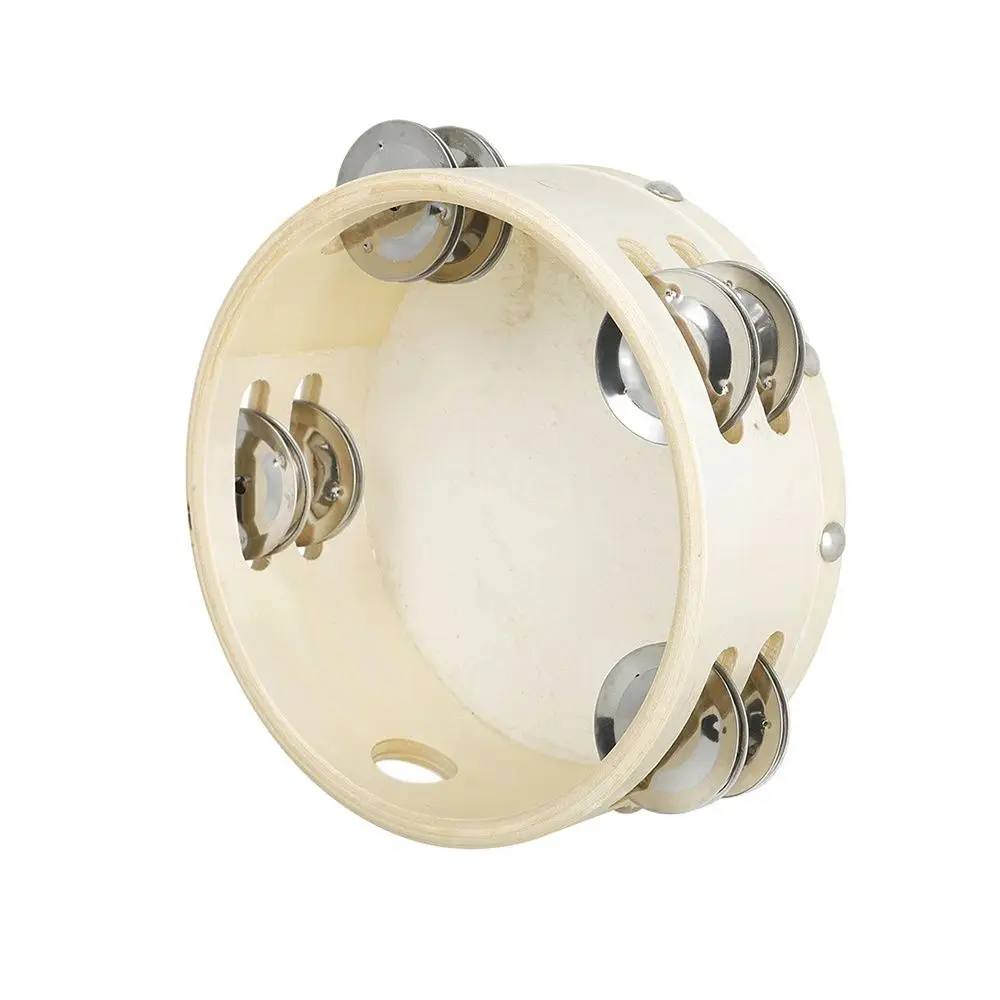 Tambourine Children Enlightenment Puzzle Music Toy Double-deck HandHeld Drum Sheepskin Panel Percussion Instrument 8/10 Inch