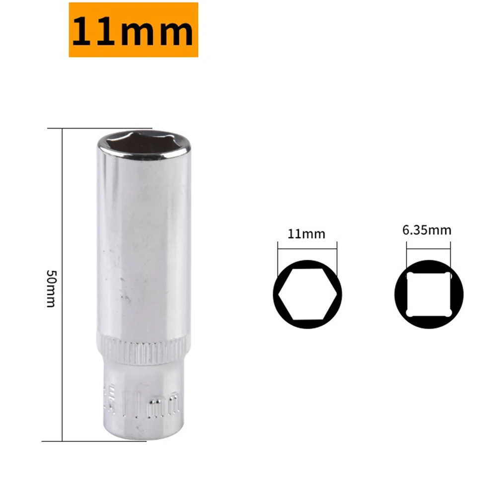 Description Picture 4 of item4-14mm Deep Socket set 1/4inch Hex Socket Ratchet Wrench Drive Sockets Adapter Hand Repair Tools 4-5-6-7-8-9-10-11-12-13-14mm