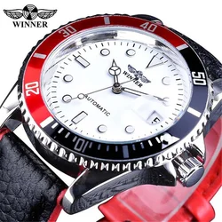 Men's Automatic Mechanical Wristwatch with Luminous Hands and Date Feature - Elegant Stainless Steel and Leather Design (Leather white dial)