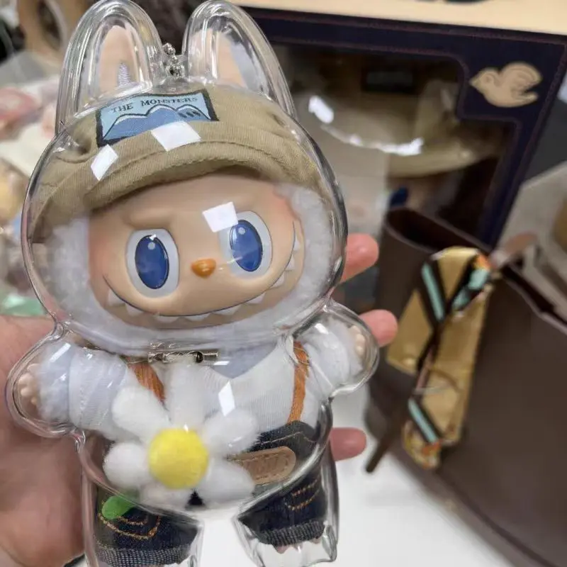 Stuffed Toys Cover Labubu Transparent Protective Cover Cute Elf Plushie Display Bag Mini Portable Storage Box