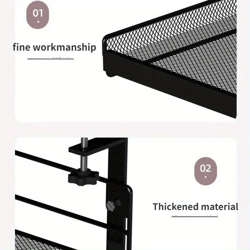 1 Table Bottom, Table Edge Cabinet Hanging, Hole Free Cable Management Computer, Storage Rack, Wire Organizer Under The