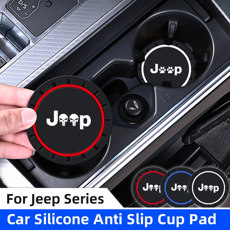Car Cup Holder Anti Slip Insert Coasters Pads 2pcs For Jeep Renegade Compass Wrangler JK JL Grand Cherokee cup holder coasters cup holder inserts car coaster pads