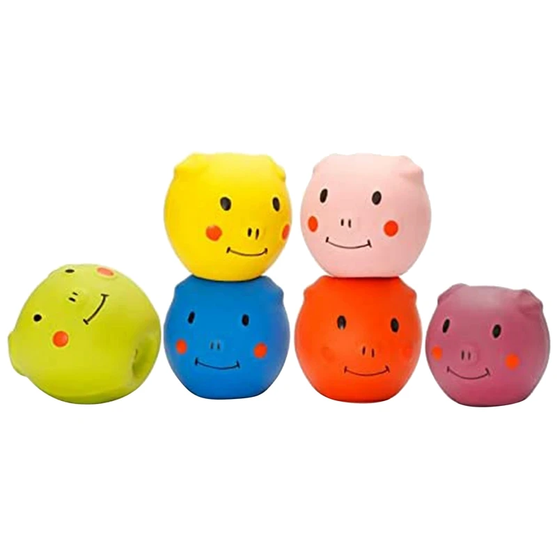 

Squeaky Dog Toys -Cute Funny Pigge Latex Dog Balls For Small Puppy And Medium Pets Dogs (6 Pack)