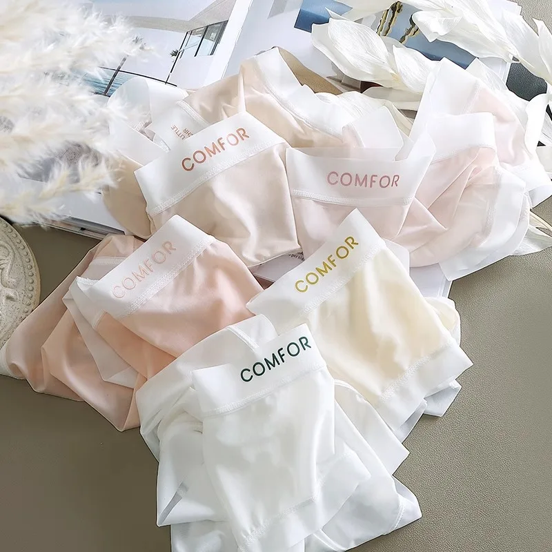 Women Panties Sexy Lingerie Ice Silk Quick Drying Briefs Female Seamless Underwear Solid Color Underpants Cool Panties