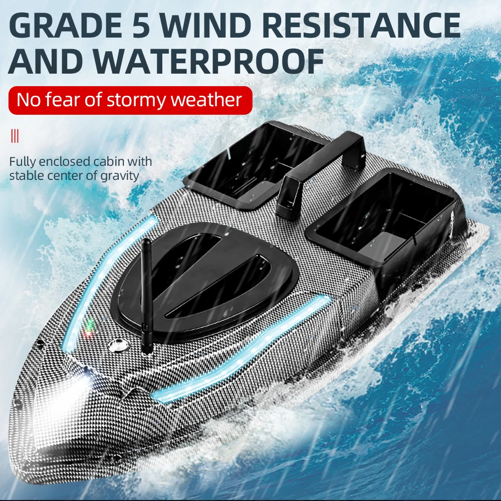 Remote Control GPS Bait Boat 40 Points 500M Auto Driving Return 1.5KG V700 RC Fish Finder Boat With Steering Light For Fishing 4
