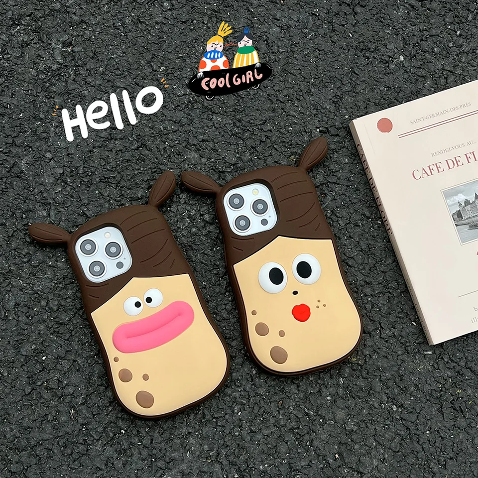 QoKcoahn Custodia per iPhone 14, simpatica custodia per telefono 3D Kawaii divertente brutto castoro con portachiavi custodia protettiva in morbido gel di silicone per donne e ragazze per iPhone 14