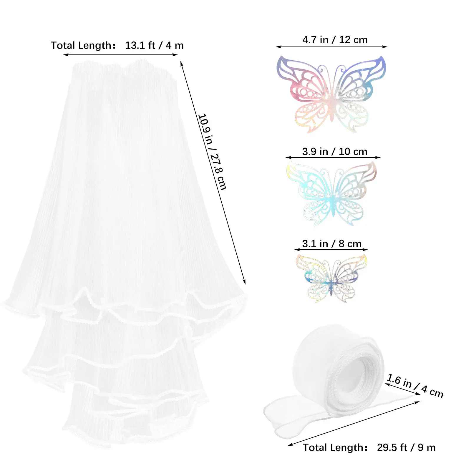 1세트 진주망사 꽃다발 포장용 꽃무늬 종이 나비 장식 우아한 부드러운 원사 소재 리본 용품