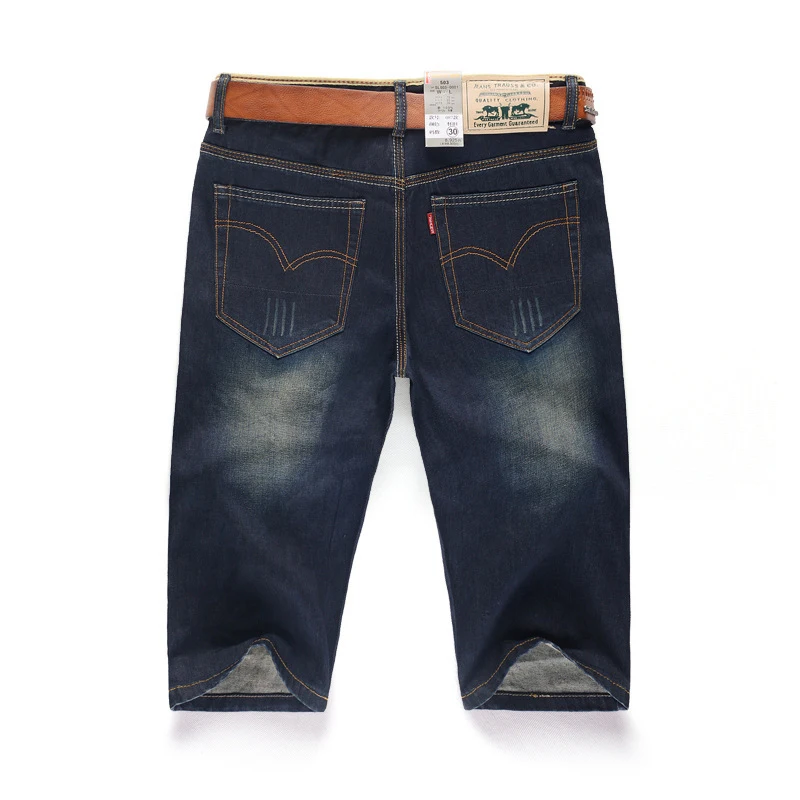 Fashion New Summer Men's Personalized Washable Perforated Denim Pants Large Casual Middle Pants Plus Size28-40