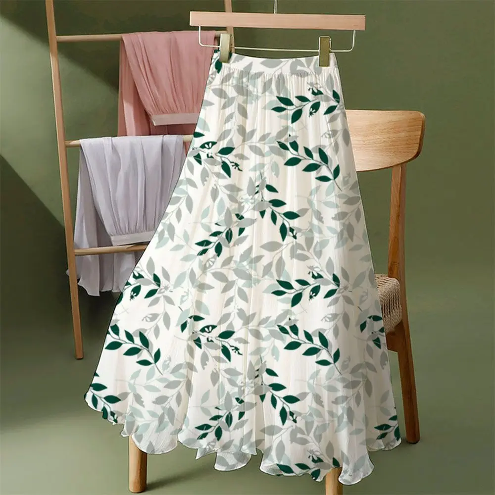Floral Printed Long Chiffon Skirt Women Fashion 6