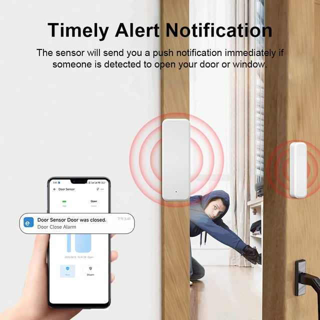 WiFi Smart Door Window Sensor Smart Home Open/Closed Detectors EWeLink App Control Security Alarm Work With Alexa Google Home 3