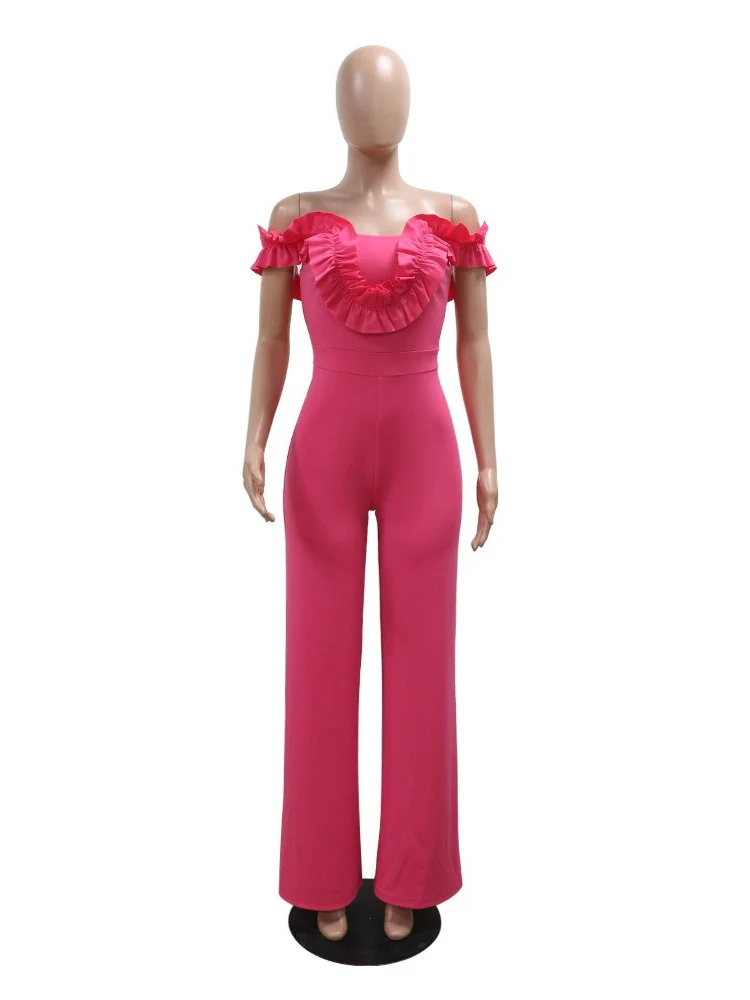 Wmstar Jumpsuit Women Solid Fashionable Elegant Sleeveless Sexy Flounce Comfortable Rompers Wholesale Dropshipping New Style