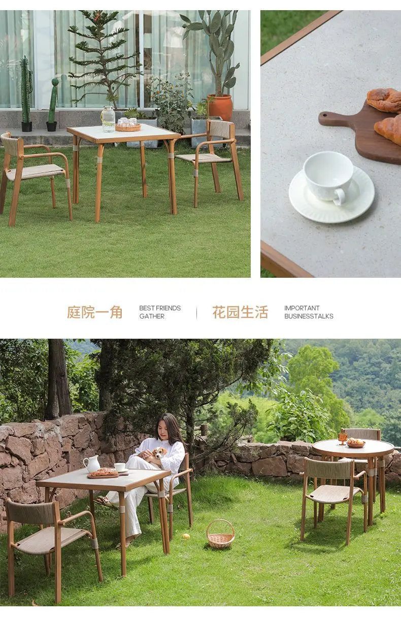 Waterproof UV Rattan Garden Set New Chinese Style Patio Tea Table Chairs Outdoor Patio Furniture Rattan Patio Furniture Muebles